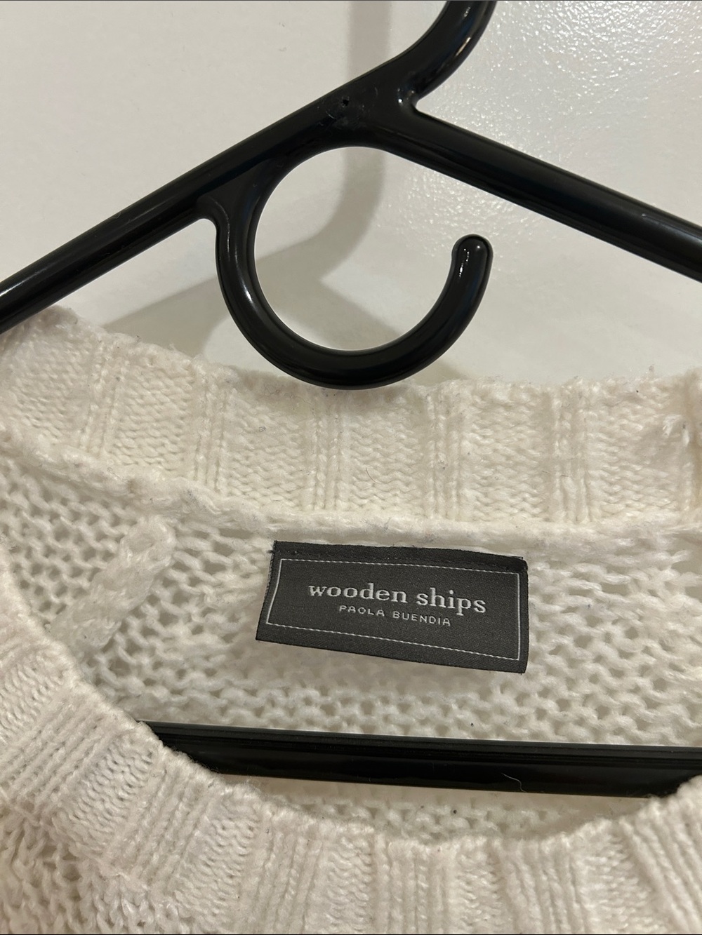 Wooden Ships Cream Knit Crewneck with Camouflage Star View 2